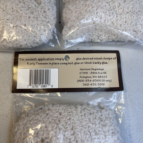 Doll Hair Winter White Heirloom Beginnings Kurly Tresses Craft 1/2 OZ Lot of 3 - Picture 4 of 5